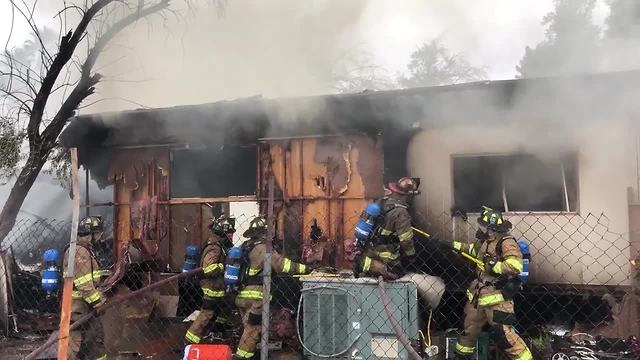 Mobile home fire causes lane restrictions on Wetmore