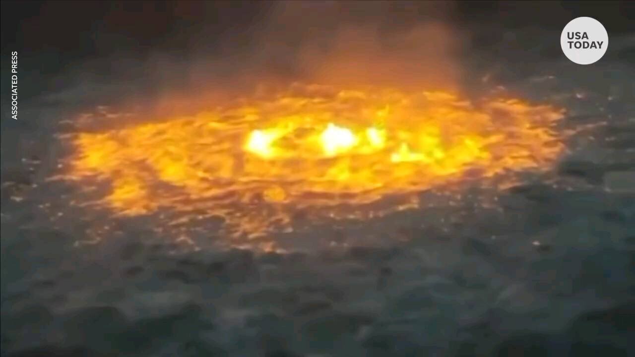 Gas pipeline fire boils underwater in the Gulf of Mexico