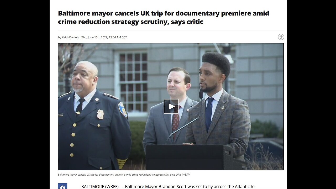 Baltimore mayor cancels UK trip for documentary premiere amid crime reduction strategy scrutiny