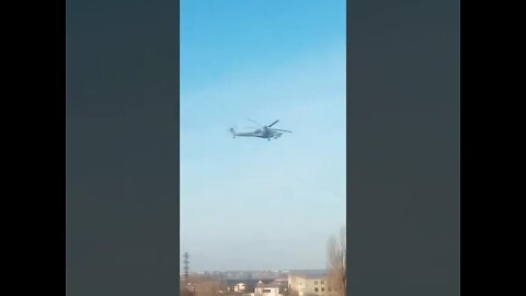 MI-28 helicopters attacking Kherson