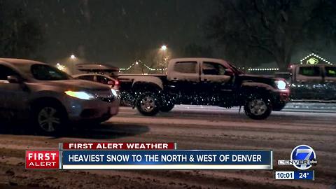 Heaviest snow to the north, west of Denver