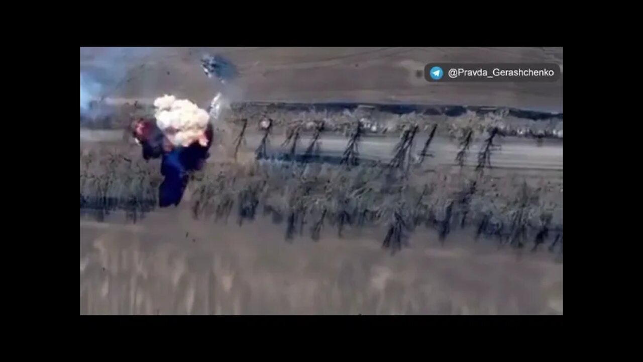 This is drone footage of Russian armored vehicle on the move getting blown up by an explosive device