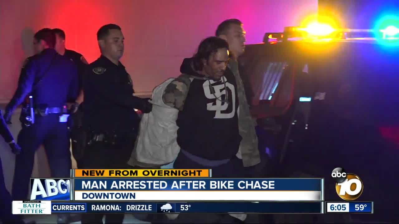 Police arrest man who led officers on bike chase in downtown San Diego