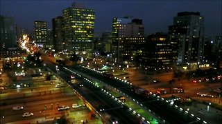 Av. Apoquindo during after sunset in Santiago, Chile