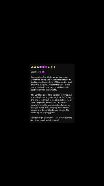 Prayer and Fasting! Crying out to the Lord! #endtimes