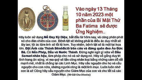 Sự Kiện ngày 13 Tháng 10 năm 2023 là một phần của Bí Mật thứ ba Fatima, Nắp Cổ Đại dưới đáy Biển.