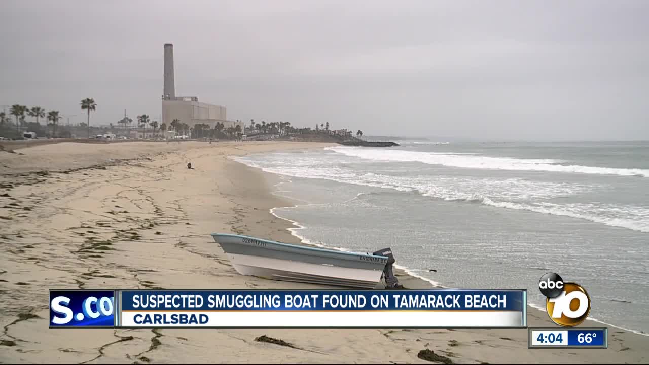 Panga washes ashore in Carlsbad