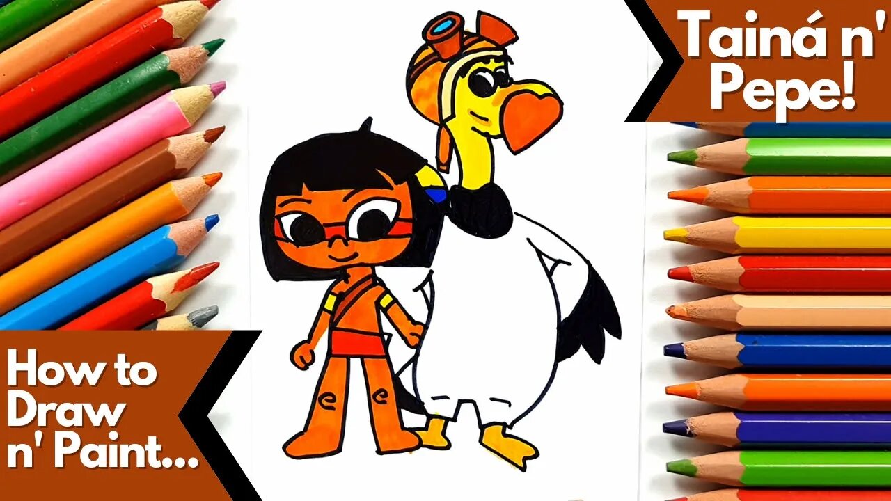 How to draw and paint the Tainah Indian and Pepe