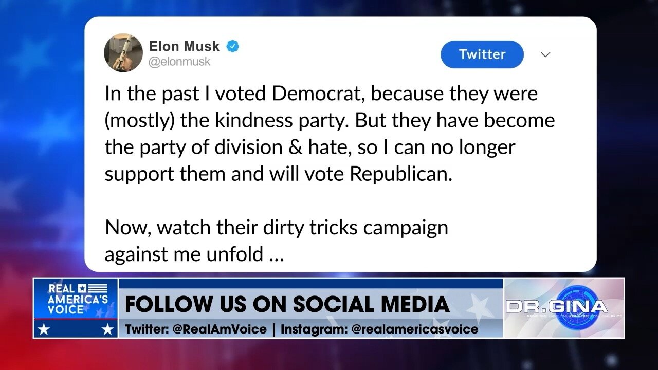 Elon Musk Says He's No Longer Voting Democrat