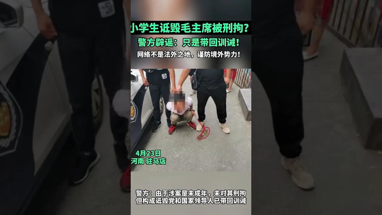 小學生詆毀毛主席被逮？反轉來了！中國官方稱只是帶回訓誡！不屬於「刑拘」…… 官媒對內三緘其口，封鎖相關報道……這要是在台灣，多少小朋友要被帶走訓誡再教育…… 草莓蛋糕