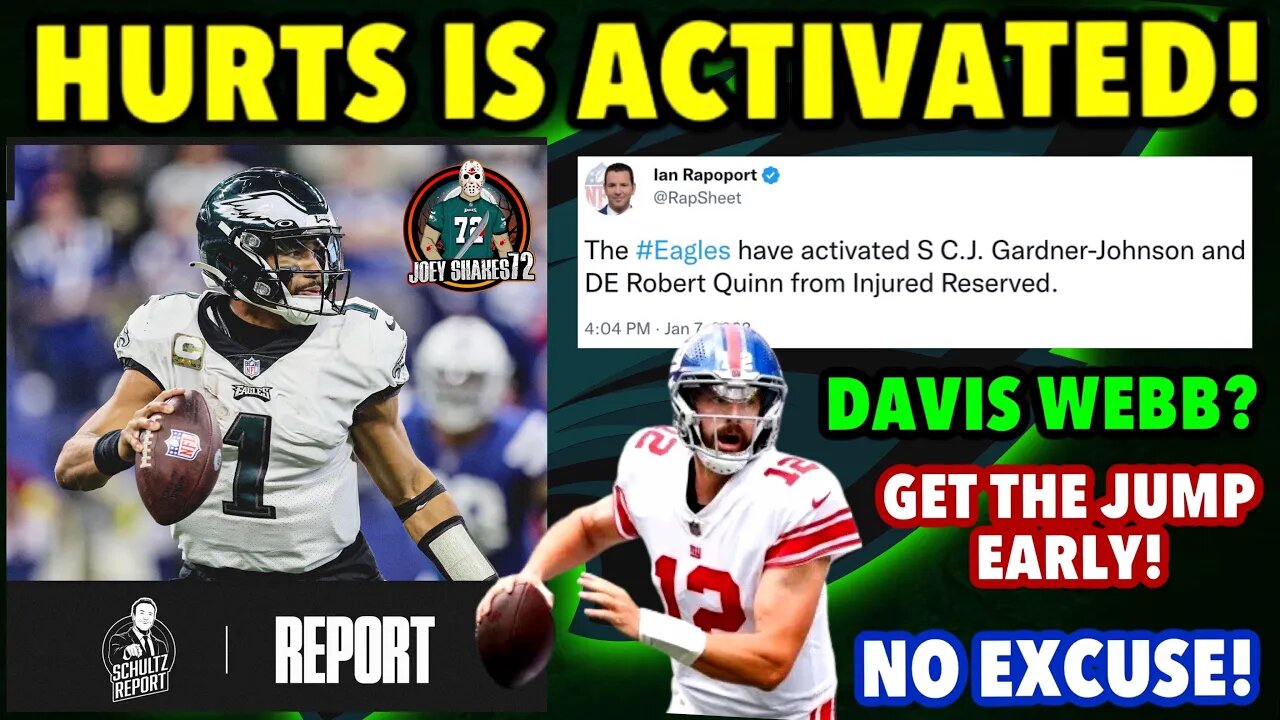JALEN HURTS IS ACTIVATED! CGJ AND QUINN ACTIVATED! Giants Starting DAVIS WEBB! Get The Jump Early!