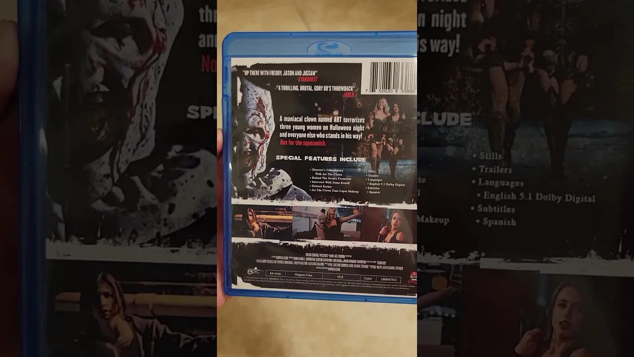 Up Close of TERRIFIER Bluray