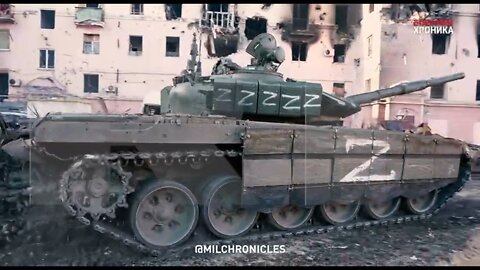 DPR army tanks working on the outskirts of Azovstal in Mariupol