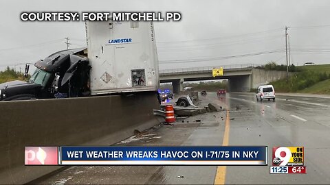 Wet weather wreaks havoc on I-71/75 in Northern Kentucky