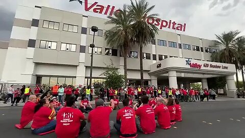 Las Vegas: the Culinary Union is blocking traffic in front of Valley Hospital.