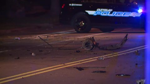 Car left mangled after hitting pole, flipping