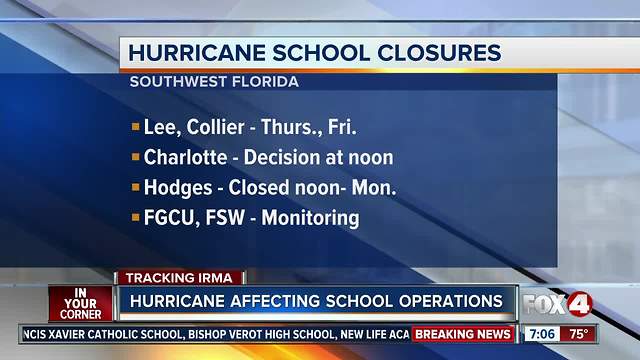 Hurricane Irma: Southwest Florida school closures