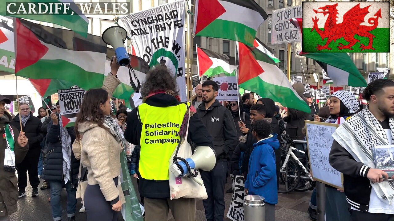 Pro-PS Protesters Ready to March, Cardiff☮️