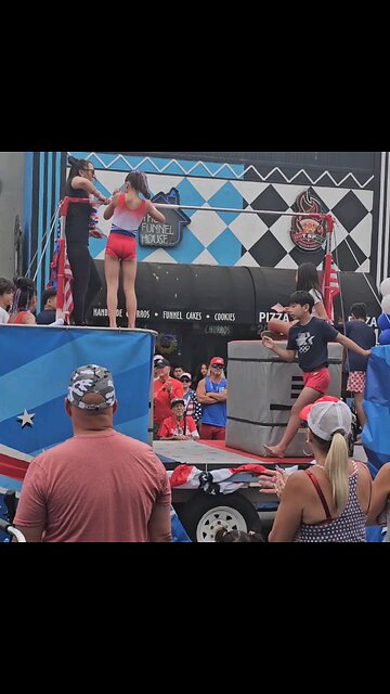Gymnastics in the middle of Main Street Huntington Beach!