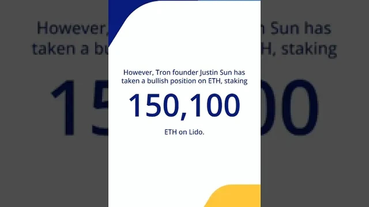 Ethereum Falls Again 😱, Justin Sun Stakes Big on Lido📢🤔 #shorts #cryptonews #cryptocurrency