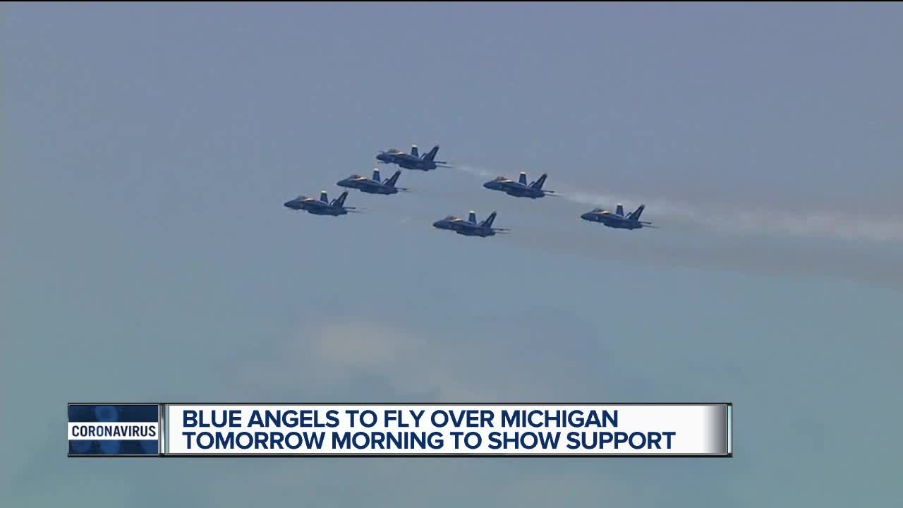 Blue Angels to fly over Michigan Tuesday morning to show support for frontline workers