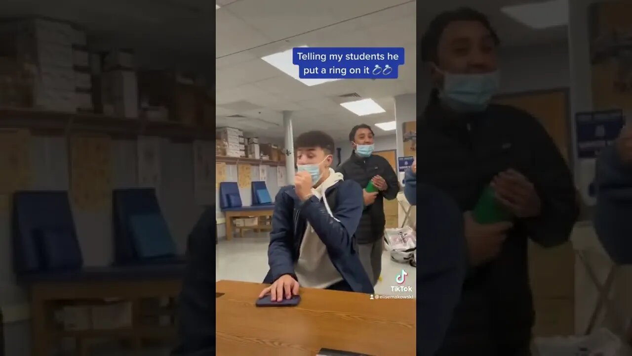 Students reaction as teacher tells them she's engaged