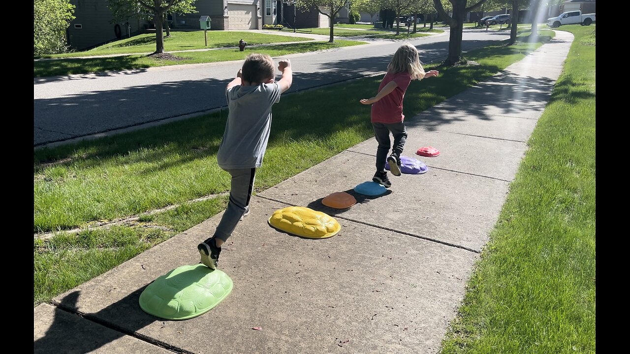 Hapinest Turtle Steps Balance Stepping Stones Obstacle Course Coordination Game for Kids and Family