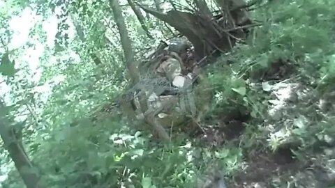 Russian in the woods waiting for retreating Ukrainian soldiers so they can take the put