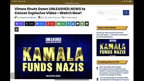 Vimeo Shuts Down UNLEASHED.NEWS to Censor Explosive Video