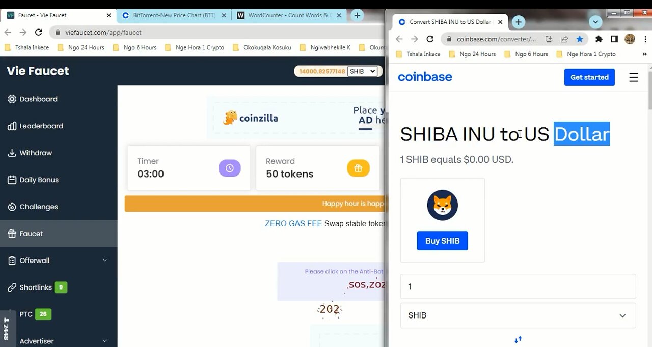 How To Get Free Faucet SHIBA INU SHIB tokens Every 3 min At Vie Faucet & Instant Withdraw Coinbase