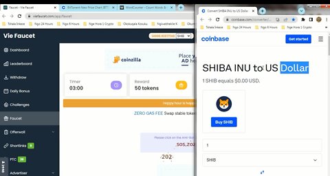 How To Get Free Faucet SHIBA INU SHIB tokens Every 3 min At Vie Faucet & Instant Withdraw Coinbase