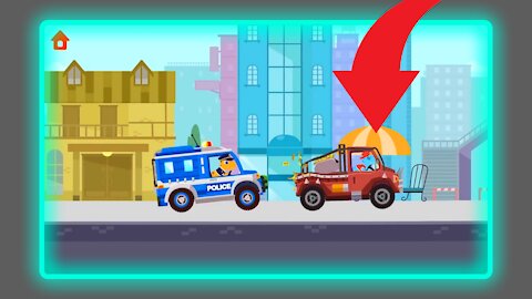 Mountain Police Car - City Dinosaur Police Car 🚓 - Driving and Chasing Car Games