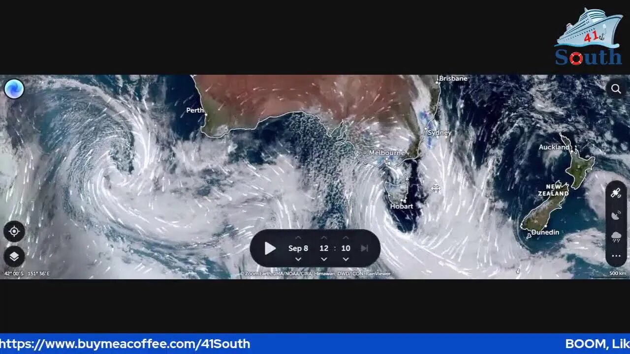 Live Observation As The Storm Front Passes Tasmania. Its A Very Rugged Day. 08/09/2023.