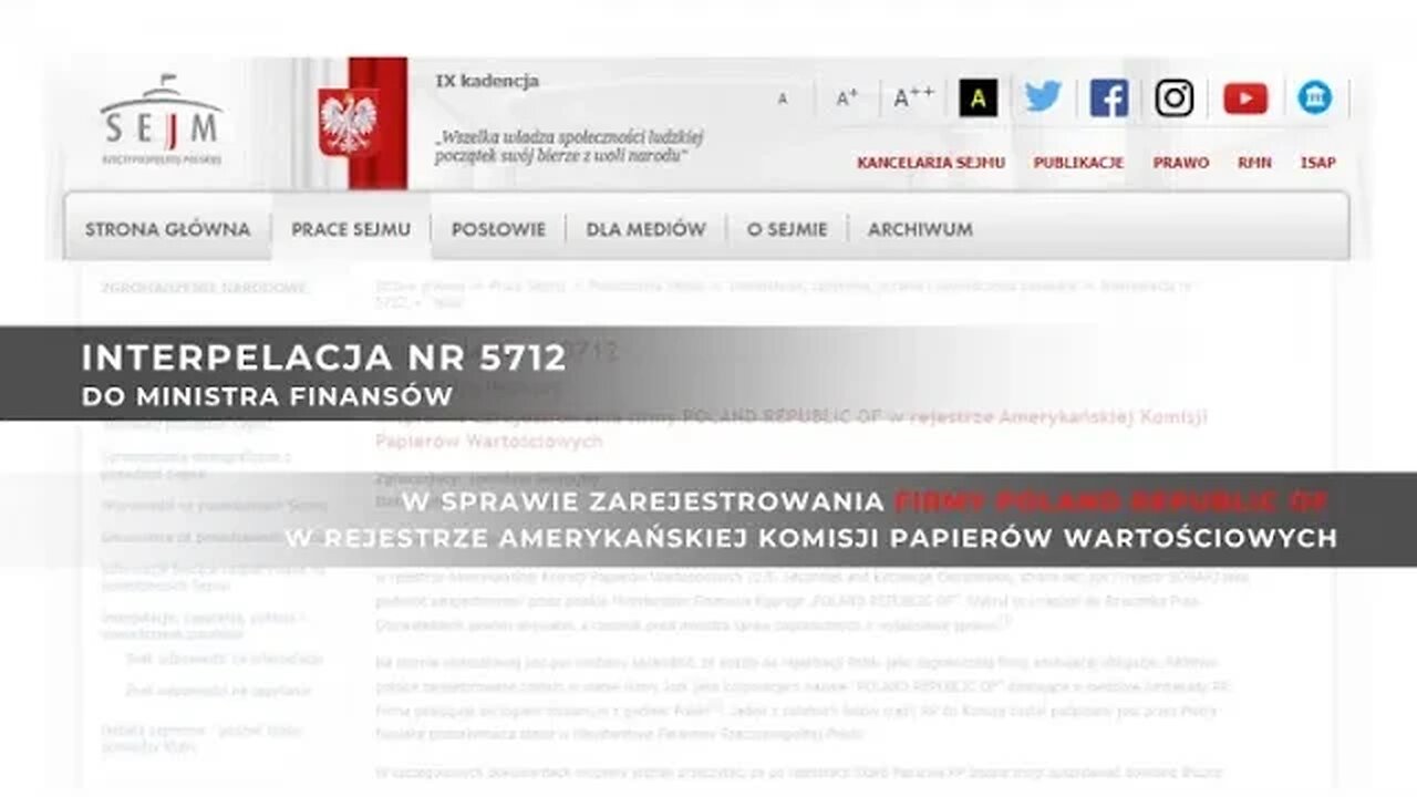 Oficjalnie ; Polska zarejestrowana w Nowym Yorku jako korporacja ,,REPUBLIC POLAND OF"