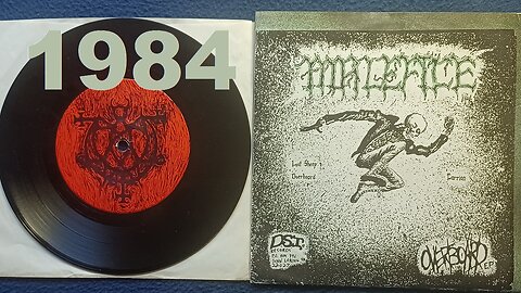 MALEFICE OVERBOARD EP: "Lost Sheep", "Overboard"/"Carrion" 7 inch EP, limited ed. of 1000, DSI 1984