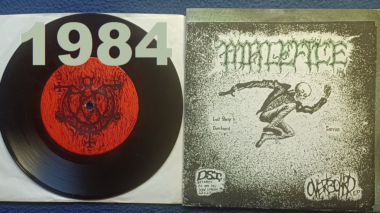 MALEFICE OVERBOARD EP: "Lost Sheep", "Overboard"/"Carrion" 7 inch EP, limited ed. of 1000, DSI 1984