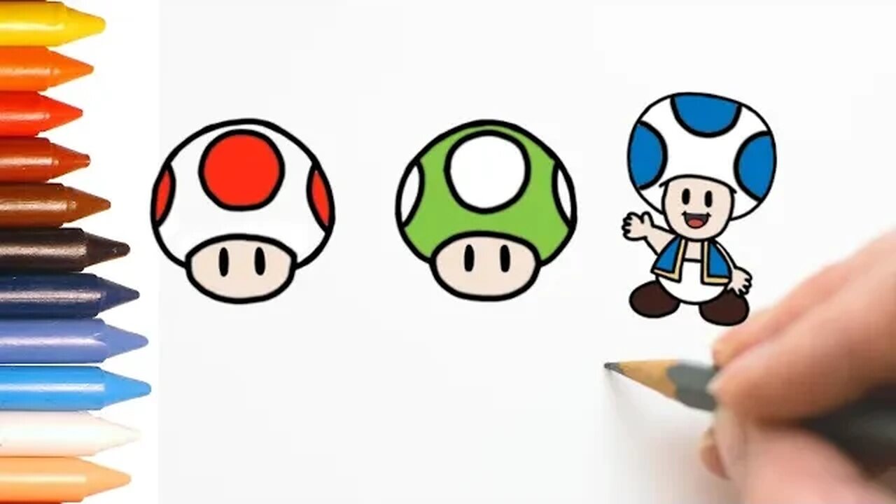 COMO DESENHAR COGUMELOS MÁRIO BROS - TOAD, GREEN TOAD E BLUE TOAD - MUITO FÁCIL #mariobros #toad