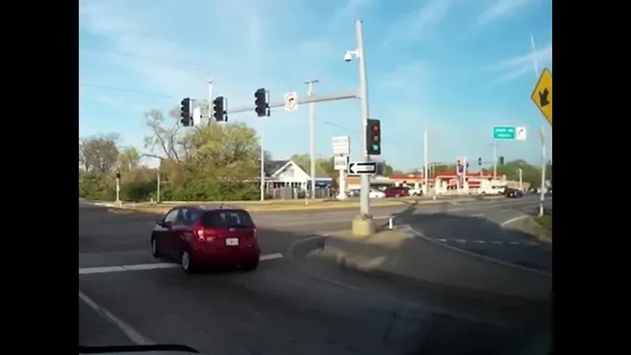 car flies into building
