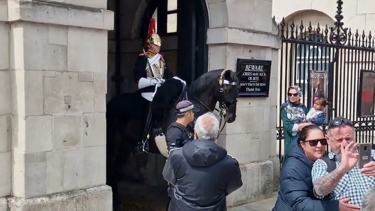 Tourist told to get back as protester unsettle horse #horseguardsparade