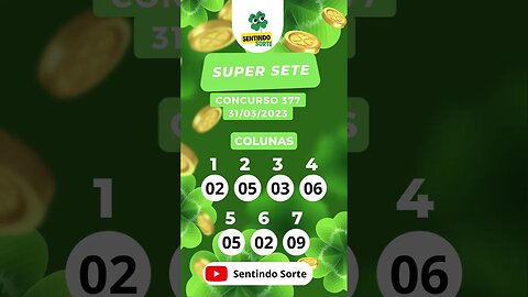 🍀 Resultado SUPER SETE 377 | 31/03/23 | Sentindo Sorte #shorts