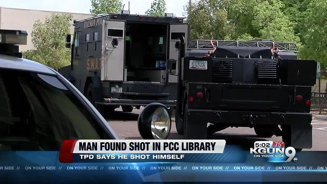 Man found with self-inflicted gunshot wound in PCC library