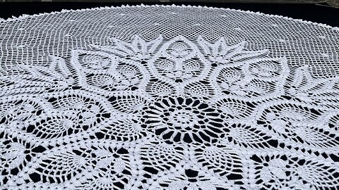 (#C-727)-(ep.10/11)-Pineapple Crochet Tablecloth
