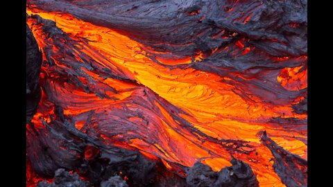 Rivers of molten lava high up Pulama Pali - Kilauea Volcano Hawaii