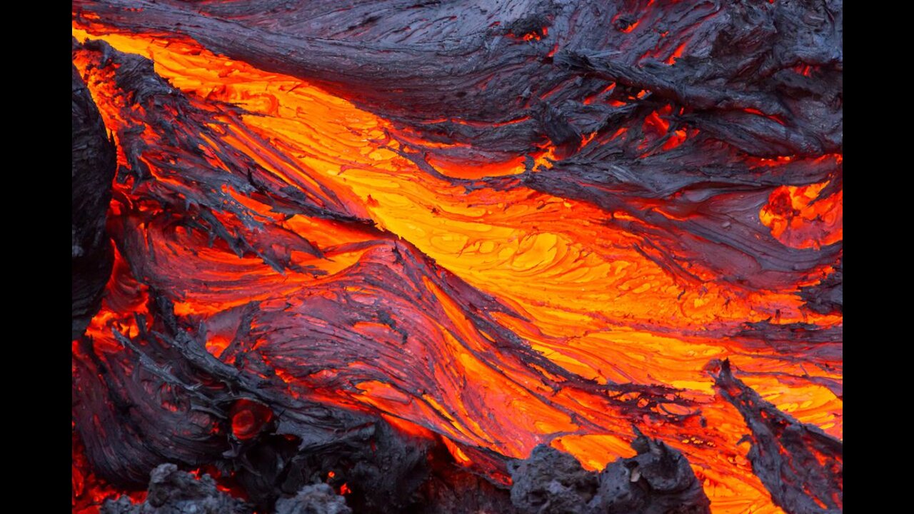 Rivers of molten lava high up Pulama Pali - Kilauea Volcano Hawaii