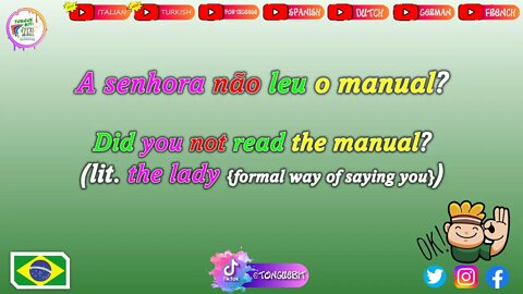 New Portuguese Sentences! \\ Week: 8 Video: 3 // Learn Portuguese with Tongue Bit!