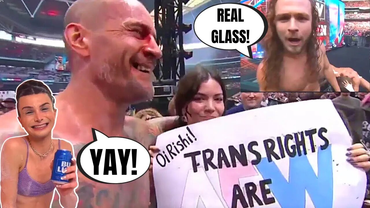 WOKE CM Punk Goes LGBTQ RADICAL with TRANS RIGHTS SIGN at AEW All In! Jack Perry & Punk SHOOT FIGHT?