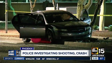 Man shot in the back crashes car in Phoenix