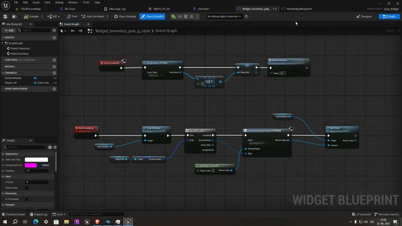 inventory in unreal engine pub g style begin of build