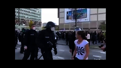 Little Girl Takes On German Police In Protest Against Mandates...AND WINS!