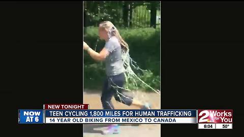 Girl biking to Canada to raise money for human trafficking victims